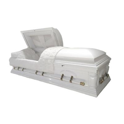 China Eco-Friendly.Stocked Qualified Antique Well Craved Aluminum Wood Casket for sale