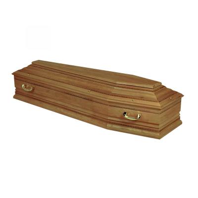 China Eco-Friendly.Stocked Customized solid paulownia european wooden coffin with handles for funeral use for sale