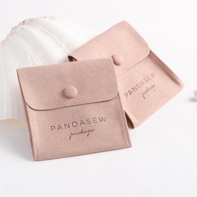 China PandaSew Luxury Custom Logo Earrings Rings Necklace Microfiber Jewelry Gift Packaging Bag Envelope Jewelry Pouch for sale