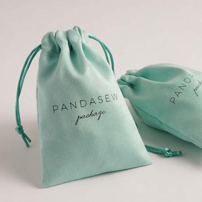 China Luxury PandaSew Suede Drawstring Bag Necklace Bracelet Jewelry Package With Custom Logo for sale