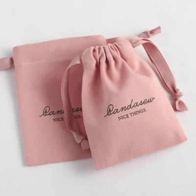 China PandaSew Logo Printed Twill Cotton Jewelry Packaging Pouch Small Recyclable Custom Jewelry Bag Gift for sale