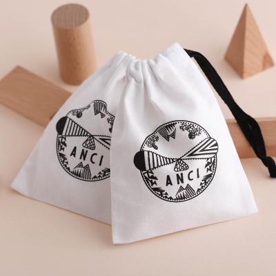 China Custom Logo Recyclable PandaSew Cotton Jewelry Gift Packaging White Natural Drawstring Pouch Light Weight for sale