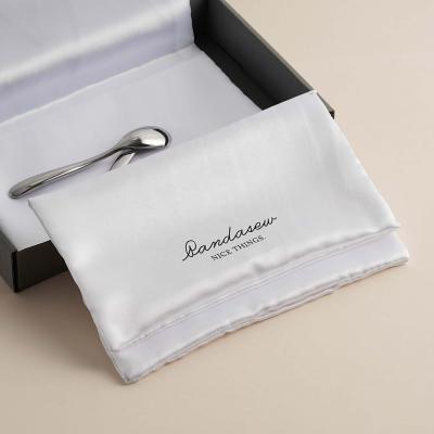 China Luxury Custom White Satin Envelope Style Jewelry Pouch PandaSew Logo Luxury Jewelry Packaging Bag for sale