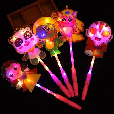 China Plastic light led magic wand which is cartoon and cute, rotating glow stick for kids, festival flashing toys, kids gift for sale