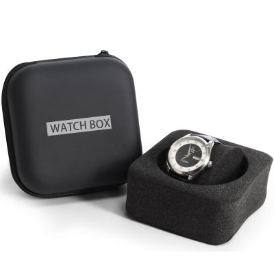 China Factory Price Custom Logo Black Cases Removable OEM Wrist Watch Storage Box Watch Storage Display Zipper Dividers Closing Watch Packing Box Smart Watch Storage Box for sale