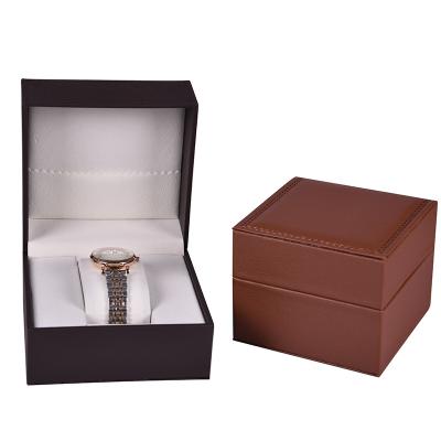 China Luxury Square Paper Wrapped Plastic Watch Case With Inner Black And White Velvet Fashion Gift Watch Box for sale