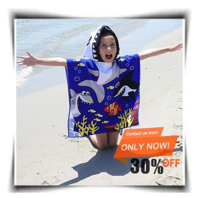 China Microfiber Kids Cartoon Print Beach Towel Child Safe Well Priced Poncho, Kids Beach Poncho, Kids Hooded Beach Poncho Towel for sale