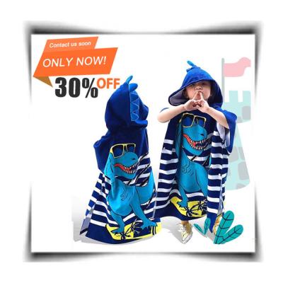 China Wholesale Custom Top Selling Cartoon Children's Summer Bathing Suit Cap Beach Towel Safe For Children Hooded Bathrobe Cap Towel for sale