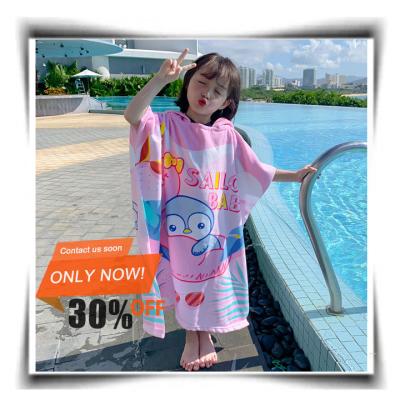 China Cartoon Kids Safe Bathrobe Microfiber Customization Hooded Towels For Toddler Boys Girls Toddler Poncho Beach Towel Microfiber for sale