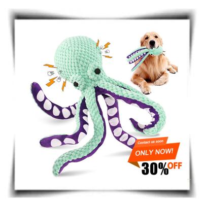 China Sustainable Size Quality Octopus Train Stuffed Interactive Squeaky Pet Dog Cat Plush Sounding Chew Toys for sale