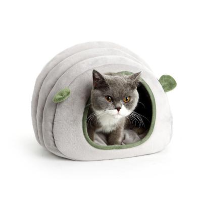 China WholesaleCats High Quality Breathable And Small Dogs Gray Comfort Cave House Shape Nest Pet Sleep Bed for sale