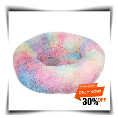 China Breathable Super Warm Soft Fluffy Washable Soft Dog Kennel Dog And Cat Cushion Round Sofa Donut Comfortable Soft Bed for sale