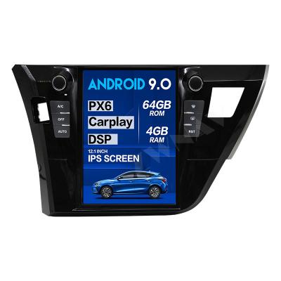 China Carplay/lutooth-enabled/RDS/HD1080P Veido PX6 4+64G Tesla Style Screen Android 9.0 Car Multimedia Player Big For Toyota Corolla GPS Audio Radio Stereo Head Unit 2014-2016 for sale