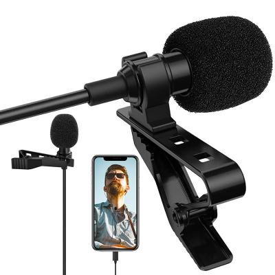 China Perfect Sound Lapel Mic For Iphone Youtube Vlogger Live Microphone Lavalier Mobile Phone Recording 1.5M Collar Tie Clip-On for sale