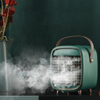 China 2021 New Rechargeable Portable Air Cooler Water Mist Desktop Small Fan Rechargeable Fan For Personal for sale