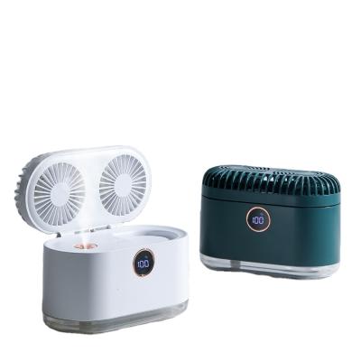 China 2021 New Arrival Wireless Light/Night Use Humidifier Jet/Fan 2000mAh USB Rechargeable Portable Air Coolers Fans Cold Water Jet for sale