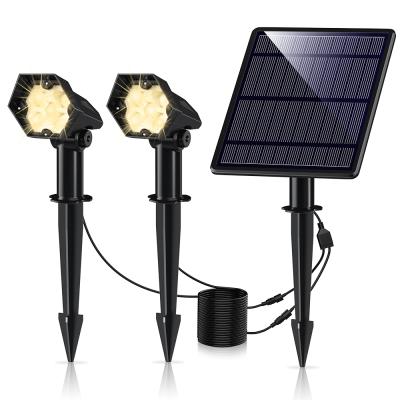 China Outdoor LANDSCAPE Lamp Double Heads 5LED Solar Lawn Spotlight For Garden Yard Pathway for sale