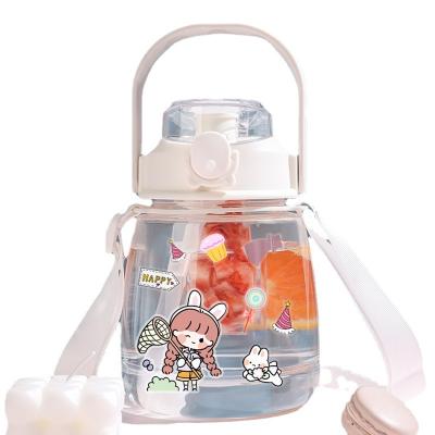 China New PC Water Bottle Lovely Straw Cute Student High Temperature Resistant Cute Kettle Adult Water Bottle 1L1.5L for sale