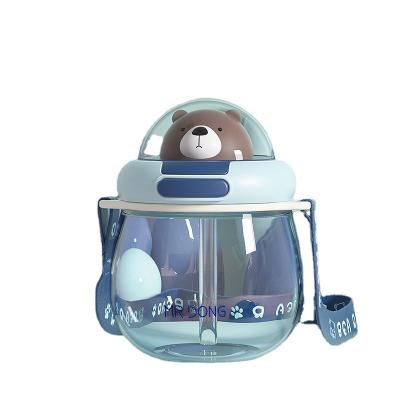 China New High Quality Cute Tritan Children's Water Cup Cute Bear Water Cup Exquisite With Straw Girls UFO Cup Carrier Plastic for sale