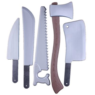 China Weapen Toy Halloween Role Playing Props Horror Show Equipment Plastic Simulation Kitchen Knife Large Saw Ax Children Safety Adult Props for sale