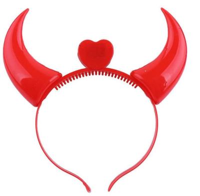 China Wholesale Cheap Holiday Decorations Halloween Glow Headband Dress Up Head Show Red Devil Horn Headband For Adult Children for sale