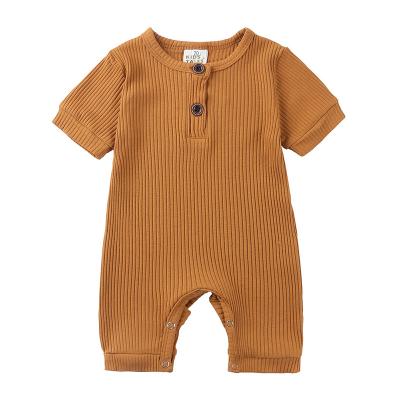 China 2021 New Style Baby Rompers Regular Solid Baby Clothes Summer Short Sleeve Sleepsuit Wholesale Baby Clothing for sale