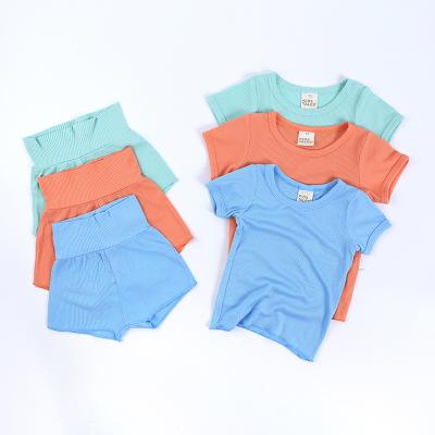 China Wholesale High Quality Cheap Newborn Short Sleeve Baby Clothes Short Sleeve T-shirt and Big Size Shorts Fits Newborn Baby Clothes for sale