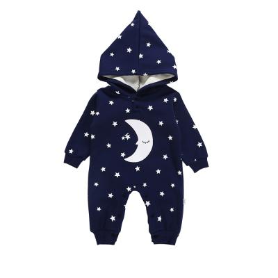 China New Design Long Sleeve Printed Newborn Baby Moon Long Sleeve Overalls Romper High Quality Hooded Baby Clothes for sale