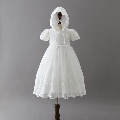 China High Quality Anti-wrinkle Baby Christening Gown Shorts Sheath Infant Girl Baptism Dress White Birthday Dress for sale