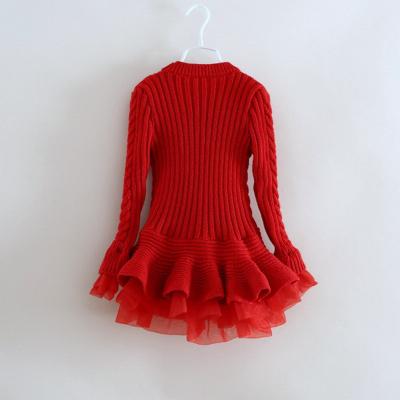 China 2019 New Year Girls Anti-Static Sweater Dress Kids Red Long Sleeve Knit Organza Christmas Girl Dress Dress for sale