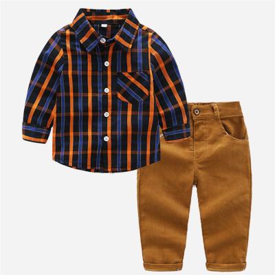 China Wholesale Formal Kids Drop Long Sleeve Sets New Year Handsome Boy's Clothing Set Shirt and Pants 2pcs Set for sale