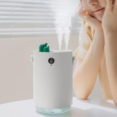 Cina LED light usb electric rechargeable Cactus ultrasonic humidifier Double spray Air Humidifier in vendita