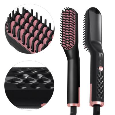 中国 Rotating electric hair brush PTC heating short long hair beard straightening brush 販売のため