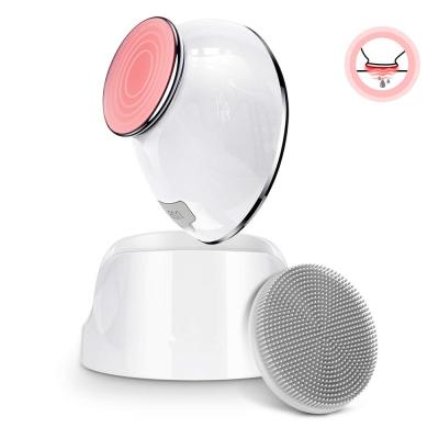 중국 Thermal facial cleansing Brush 2 in 1 sonic silicon facial cleansing brush heated massager 판매용