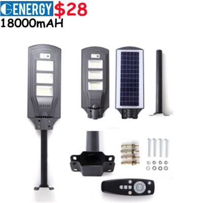 China ROAD Solar Street Light Dusk to Dawn Sensor LED Solar Power Parking Lot Light Road Light 18000mAH 150W for sale