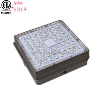 China Gas Station CE ETL cETL Explosion Proof Gas Station Fixtures Retrofit Outdoor Mount Led Canopy Low Bay Light Garage 60w 7800lm for sale