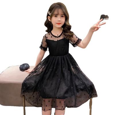 China Summer Baby Girls Dresses Breathable Lace Clothing Black Girl's 9 Years for sale