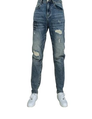 China 2022 autumn new high quality fresh youth vintage style QUICK-DRY fashion casual street pants ripped jeans men's jeans for sale