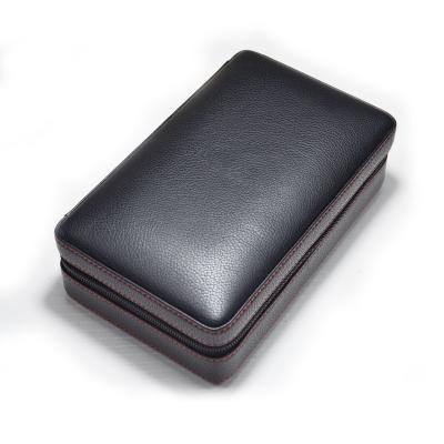 China Modern Design Portable Leather Humidor Leather+Wood Humidor Waterproof Leather Cigar Accessories for sale