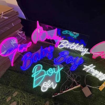 China Theme Park Baby Boy LED Light Neon Sign Custom in Happy Birthday Lighting Letters for Wedding Event and Party Decoration for sale