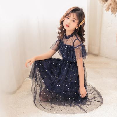 China 2021 washable girls dresses 2-12 stars bling bling veil big dresses girls dress up baby dresses beautifully for sale