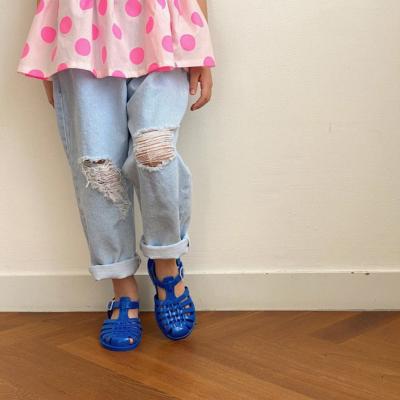 China 2021 new girls jeans ripped denim baby pants kids breathable jeans pants for girl for sale