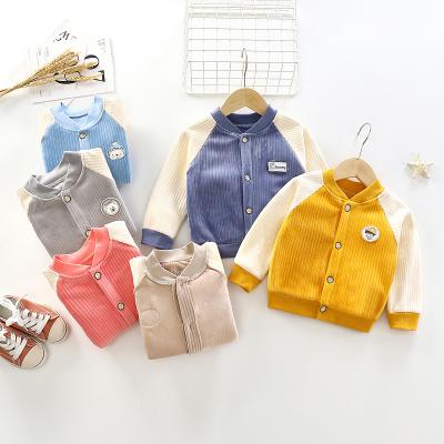 China Wholesale Simple Breathable Autumn Winter Spring Unisex Outerwear Button Kids Patchwork Cotton Color Newborn Baby Jacket For Children for sale