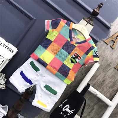 China Factory Direct Sales Casual Children's Mesh Vest Suit And Boys Short Sleeve Suit for sale