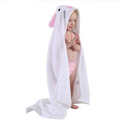 China Cute Baby Rabbit Baby Beach Towel Toddler Cotton Breathable Warm White Hooded Towels Safe For Baby Kids for sale