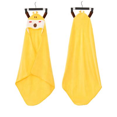 China Hooded 100% Cotton Baby Bath Towels Kids Lovely Baby Beach Towel Summer Yellow Giraffe Child Safe Cartoon Towel for sale