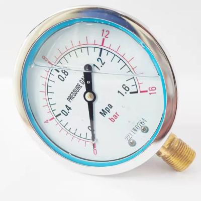 China Iron-clad Oil Filled Case Pressure Gauge Pressure Gauge For Water Pressure Drone Tube Pressure Gauges for sale