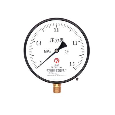 China Iron Case Copper Connector Copper Movement Pressure Gauge, Water Pressure Gauge, Air Pressure Gauge Y150 Series for sale