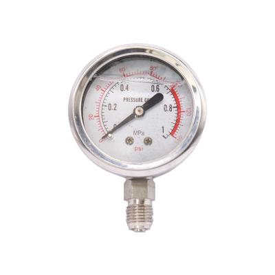 China Industrial stainless steel custom all pressure gauge stainless steell shock proof glycerin pressure gauge YNB60 for sale