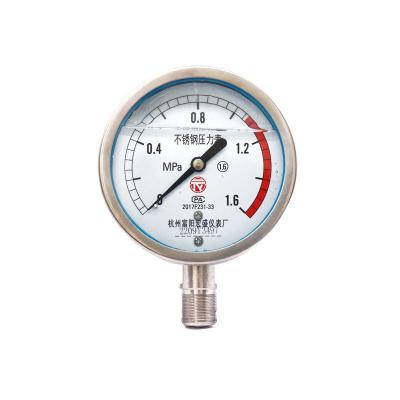 China Industrial Stainless Steel Custom All Stainless Steel Shock Proof Glycerin Pressure Gauge 100mm for sale